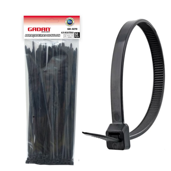 ABRACADEIRA PLASTICA 5MMX400MM PRETA PCT 10 UNID